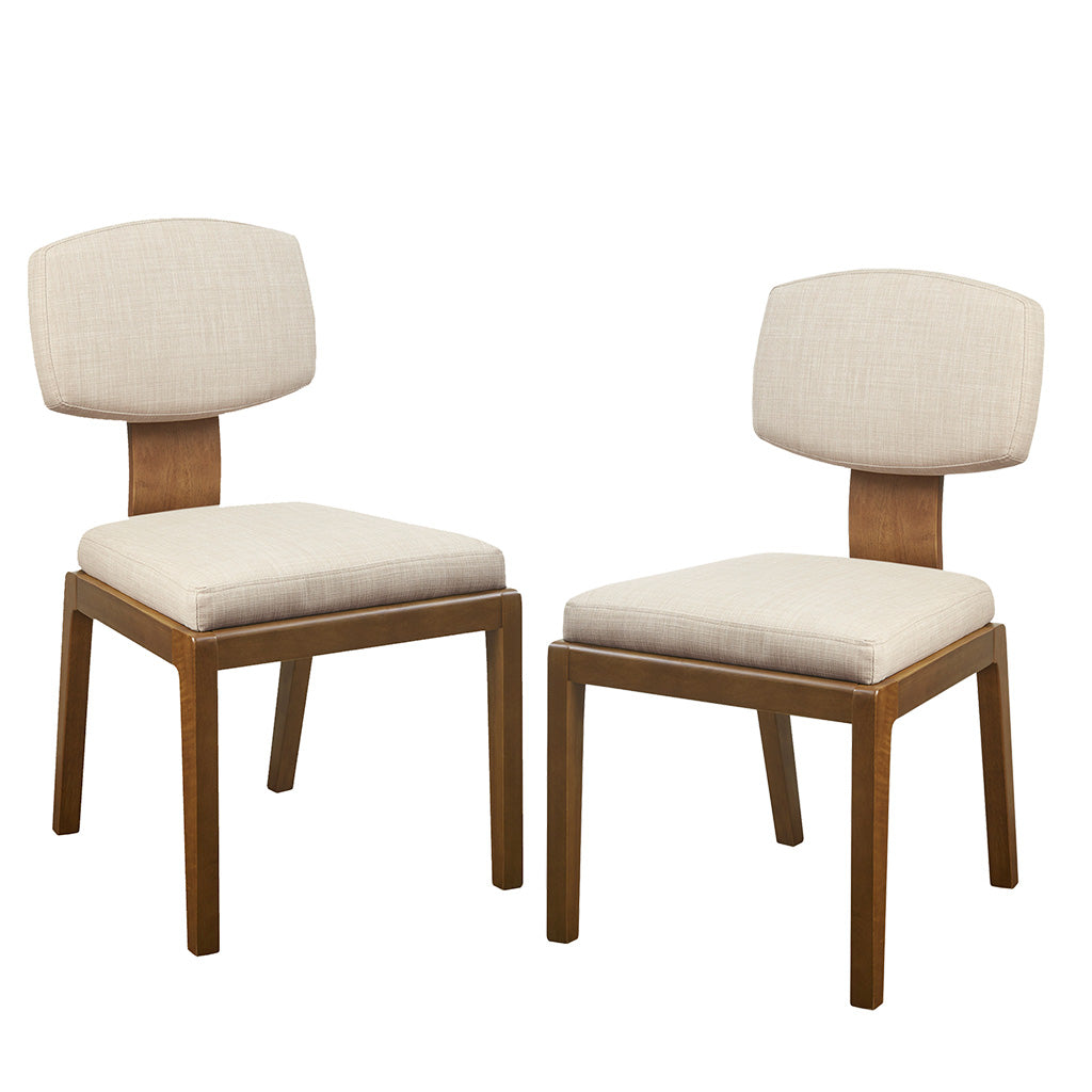 Armless Upholstered Dining Chair Set Of 2 Tan Polyester