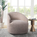 Upholstered 360 Degree Swivel Chair Beige Polyester