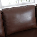 Small Sofa Couch 76.97 In . Brown 3 Seat Comfy Couches For Living Room, Mid Century Modern Couch With Iron Wood Structuresoft Cushion Sofa For Home Office Apartment Brown Foam Pu