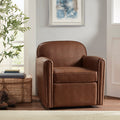 Faux Leather 360 Degree Swivel Arm Chair Brown Polyester