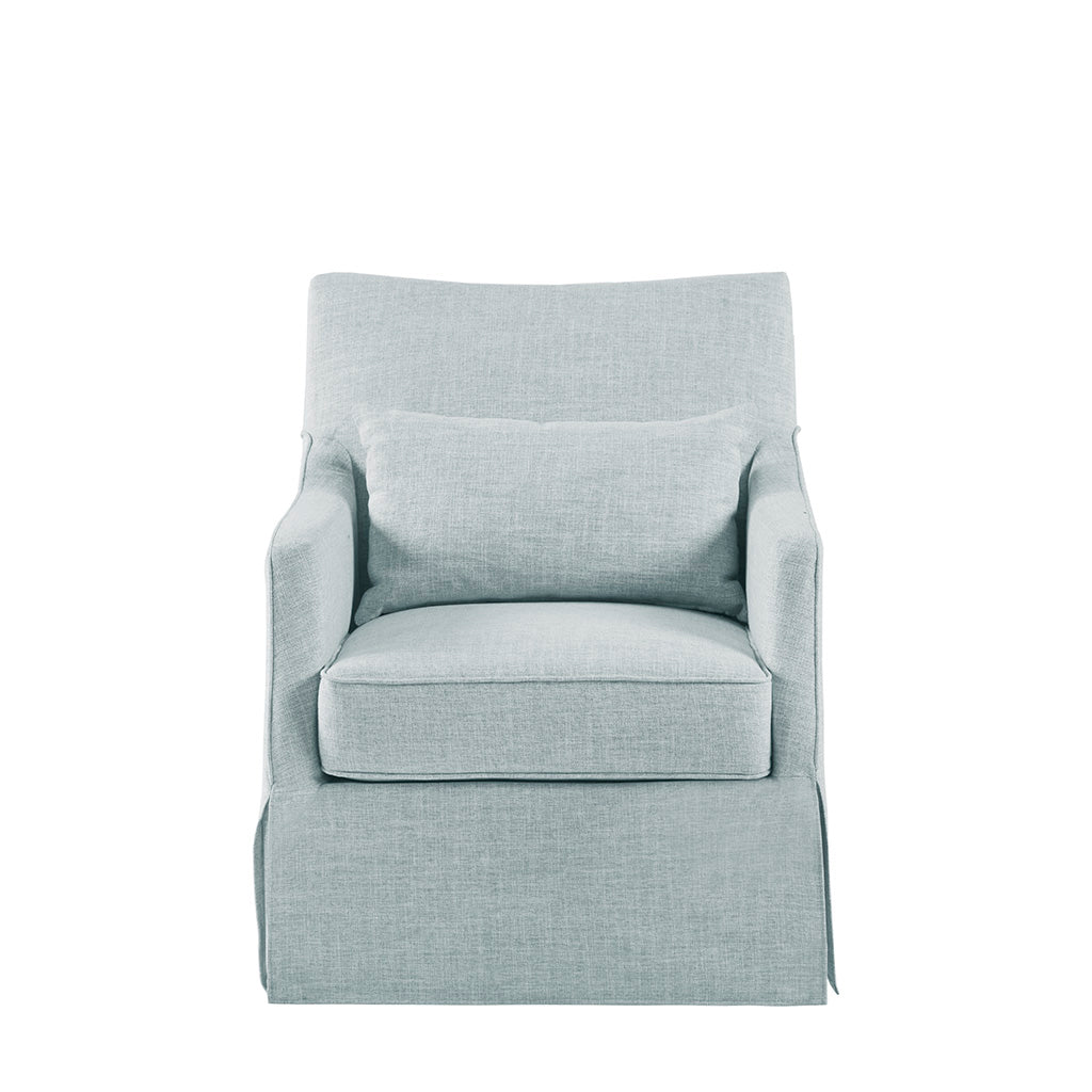 Skirted Swivel Chair Light Blue Polyester
