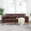 Small Sofa Couch 76.97 In . Brown 3 Seat Comfy Couches For Living Room, Mid Century Modern Couch With Iron Wood Structuresoft Cushion Sofa For Home Office Apartment Brown Foam Pu