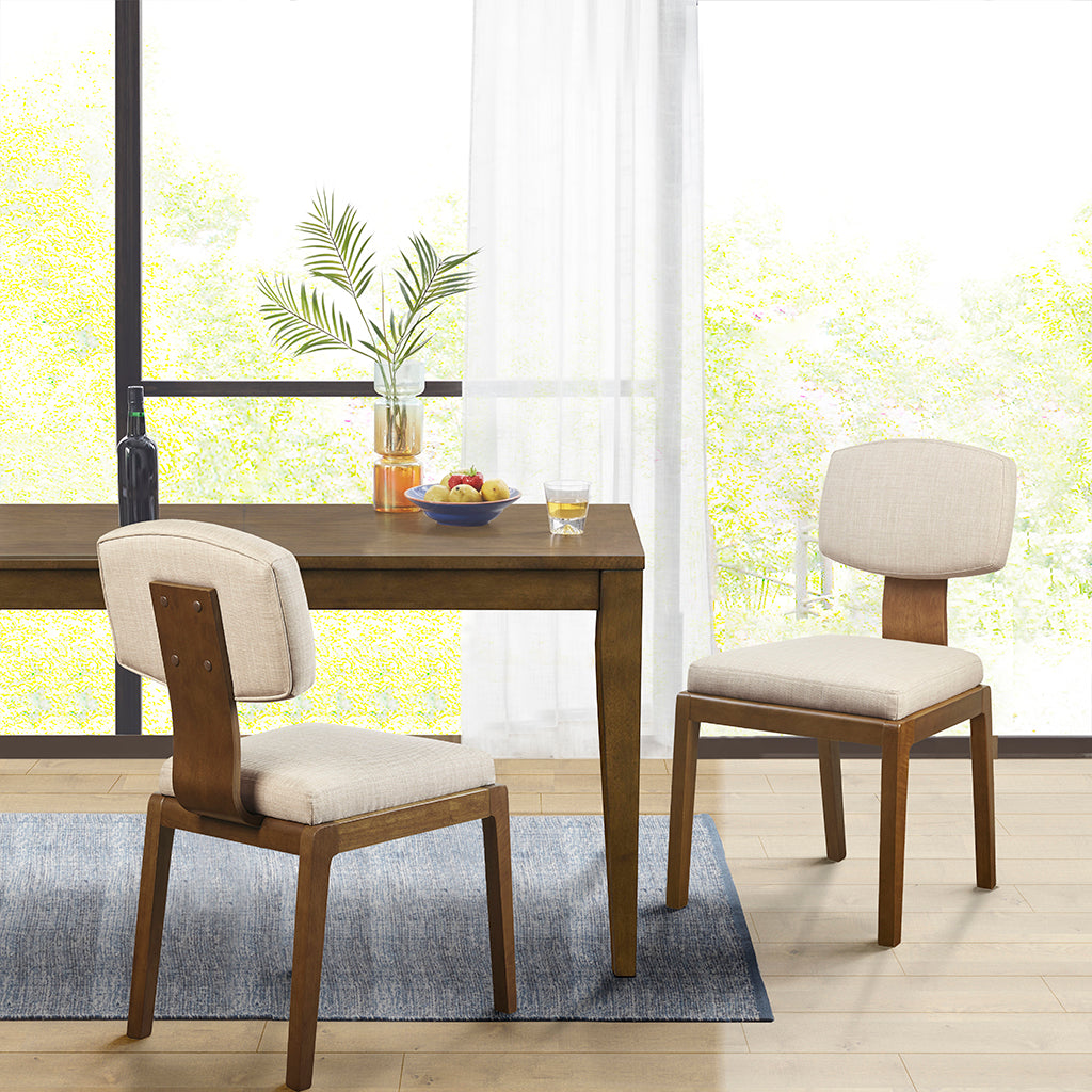 Armless Upholstered Dining Chair Set Of 2 Tan Polyester