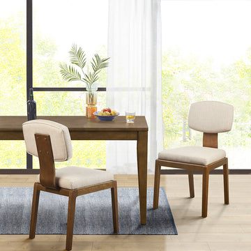 Armless Upholstered Dining Chair Set Of 2 Tan Polyester