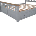 Queen Size Wood Platform Bed With Two Drawers And Wooden Slat Support,Gray Natrual Gray Wood