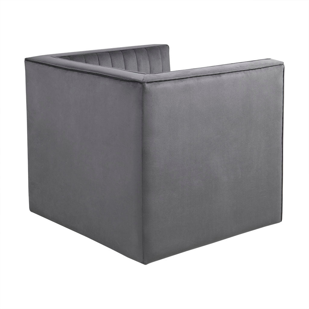 Channel Tufted Swivel Armchair Gray Polyester