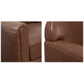 Faux Leather 360 Degree Swivel Arm Chair Brown Polyester