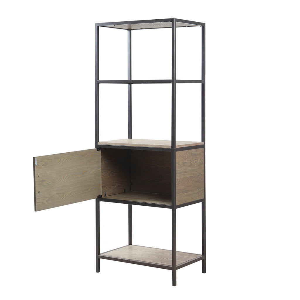 3 Shelf Bookcase With Storage Cabinet Grey Wood
