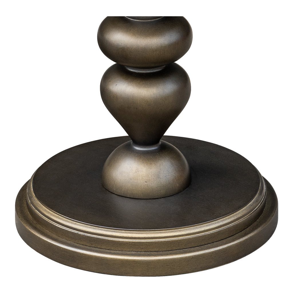Pedestal Accent Table Bronze Wood