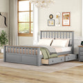 Queen Size Wood Platform Bed With Two Drawers And Wooden Slat Support,Gray Natrual Gray Wood