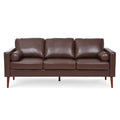 Small Sofa Couch 76.97 In . Brown 3 Seat Comfy Couches For Living Room, Mid Century Modern Couch With Iron Wood Structuresoft Cushion Sofa For Home Office Apartment Brown Foam Pu