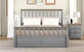 Queen Size Wood Platform Bed With Two Drawers And Wooden Slat Support,Gray Natrual Gray Wood
