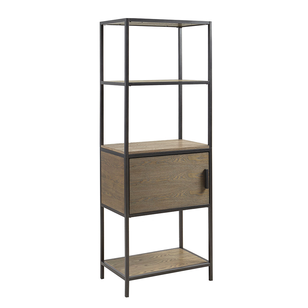 3 Shelf Bookcase With Storage Cabinet Grey Wood
