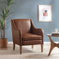Faux Leather Accent Chair Brown Polyester