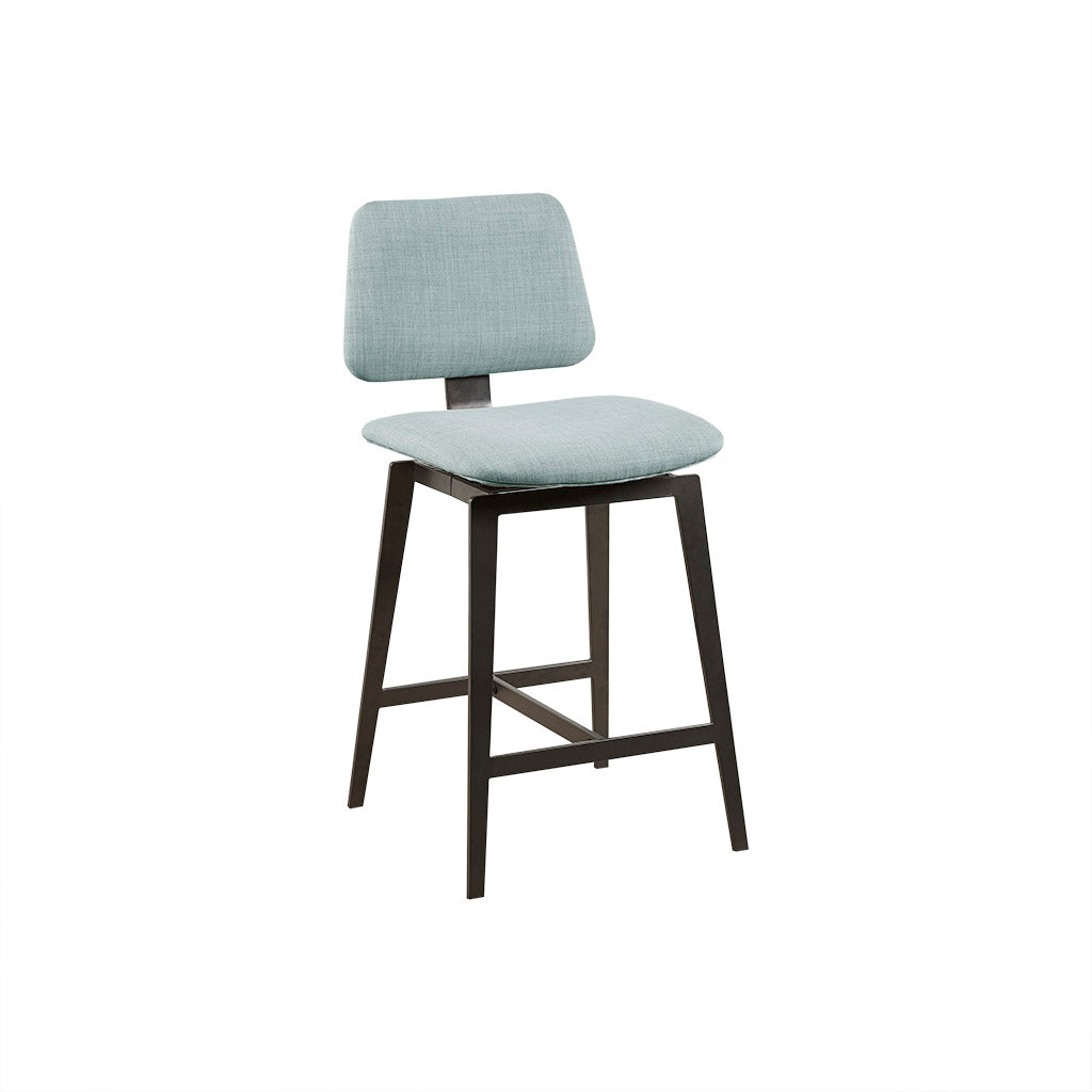 Armless 360 Degree Swivel Counter Stool 25"H Dusty Blue Polyester
