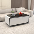 Modern Smart Coffee Table With Built In Fridge, Outlet Protection,Wireless Charging, Mechanical Temperature Control, Power Socket, Usb Interface And Ice Water Interface, White White Built In Outlets Or Usb Primary Living Space Luxury,Modern Freestanding