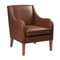 Faux Leather Accent Chair Brown Polyester