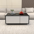 Modern Smart Coffee Table With Built In Fridge, Outlet Protection,Wireless Charging, Mechanical Temperature Control, Power Socket, Usb Interface And Ice Water Interface, White White Built In Outlets Or Usb Primary Living Space Luxury,Modern Freestanding