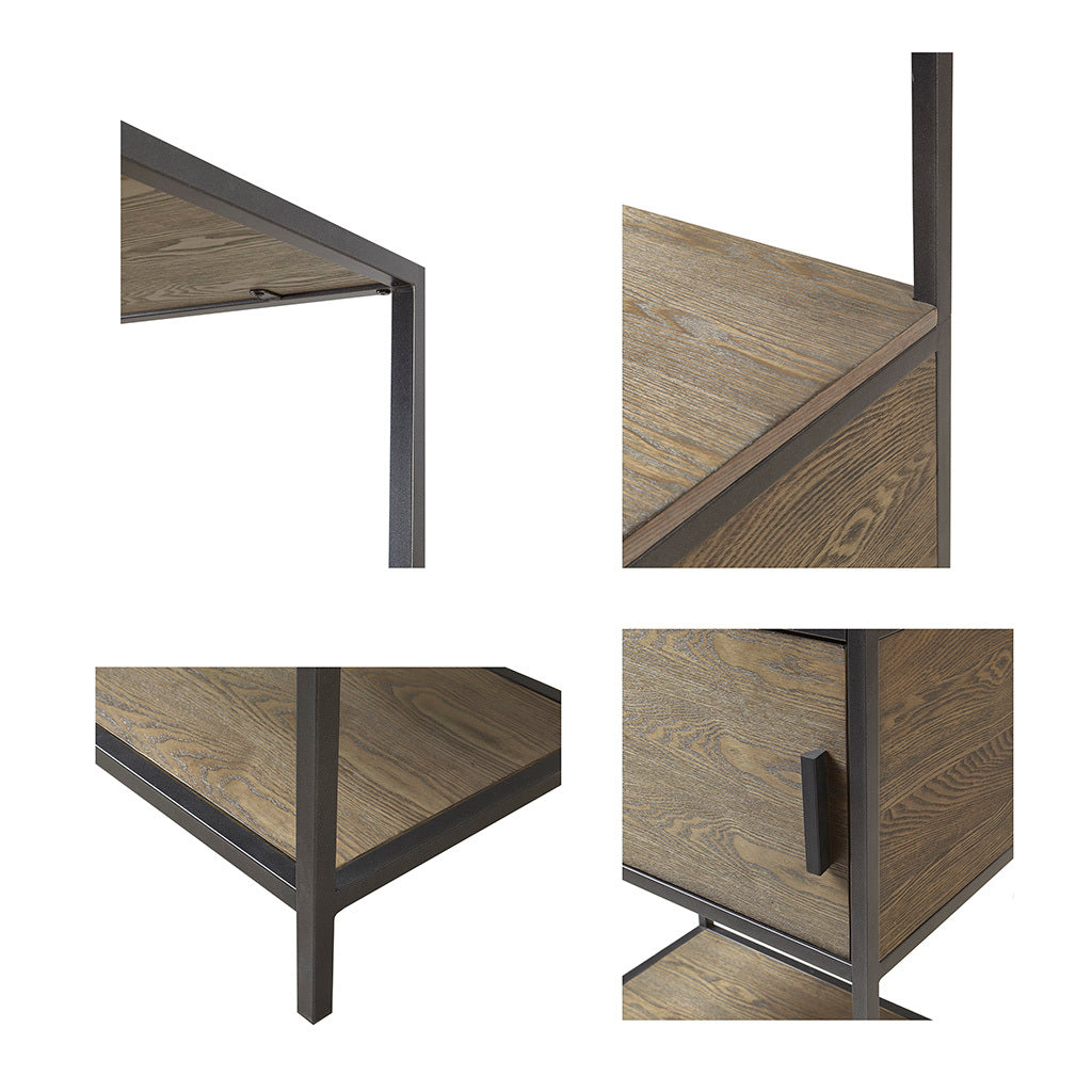 3 Shelf Bookcase With Storage Cabinet Grey Wood