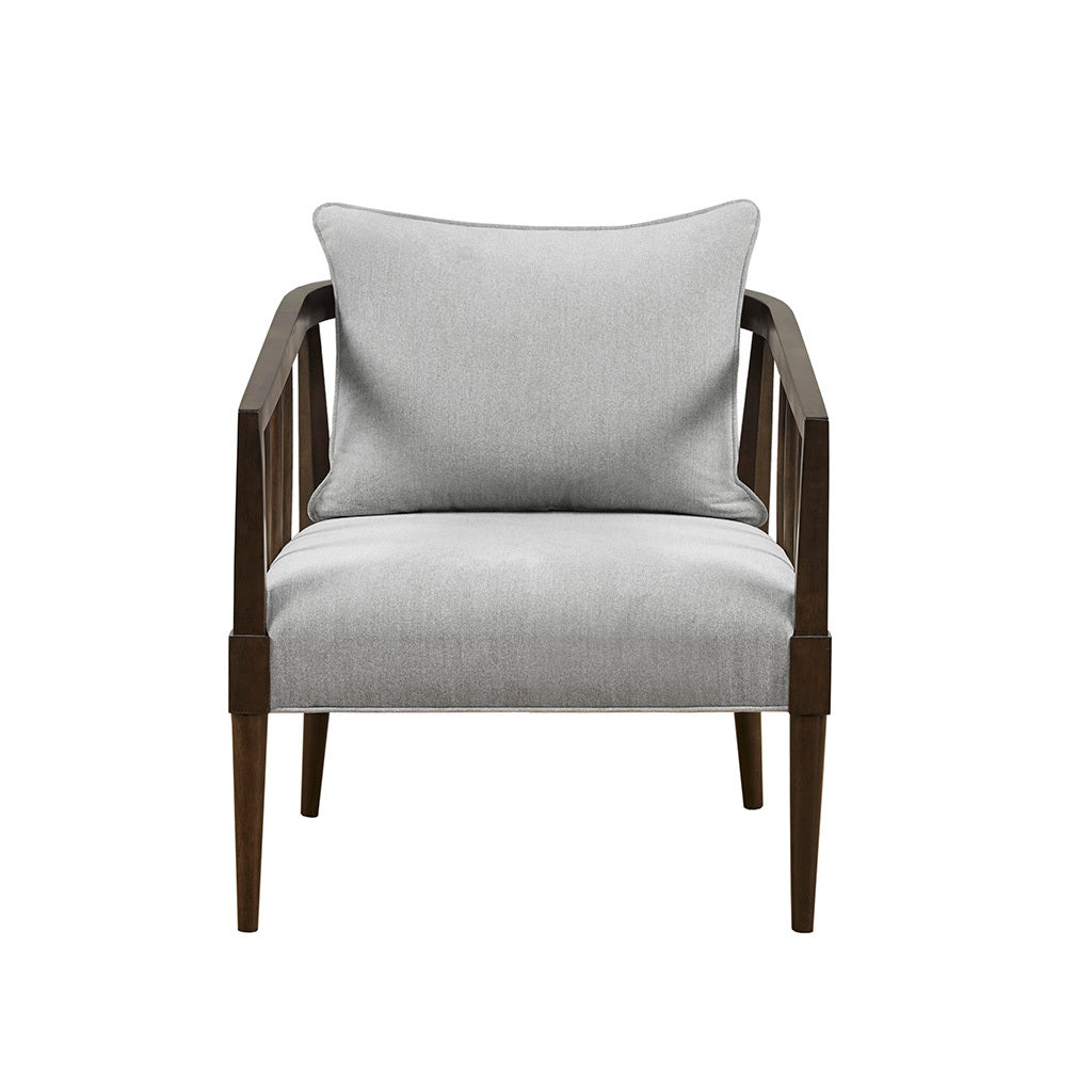 Spindle Accent Armchair With Removable Back Pillow Light Grey Polyester