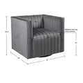 Channel Tufted Swivel Armchair Gray Polyester
