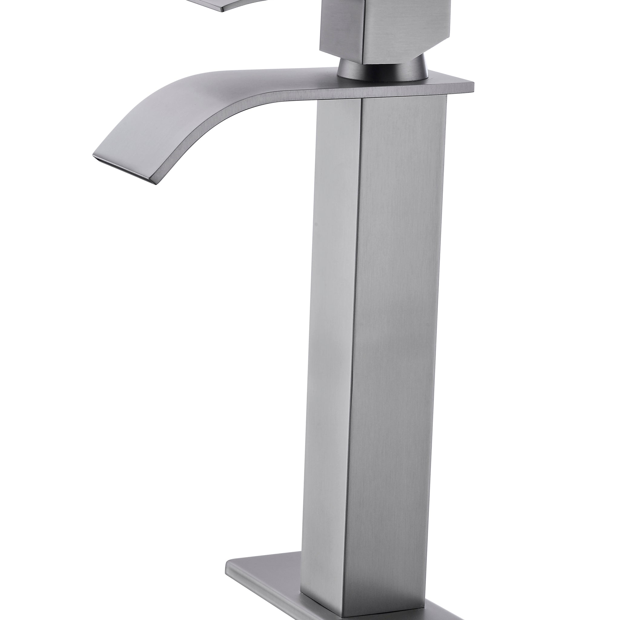 Waterfall Spout Bathroom Faucet,Single Handle Bathroom Vanity Sink Faucet Brushed Nickel Stainless Steel