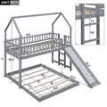 Twin Over Full House Bunk Bed With Slide And Built In Ladder, Full Length Guardrail, Gray Gray Pine