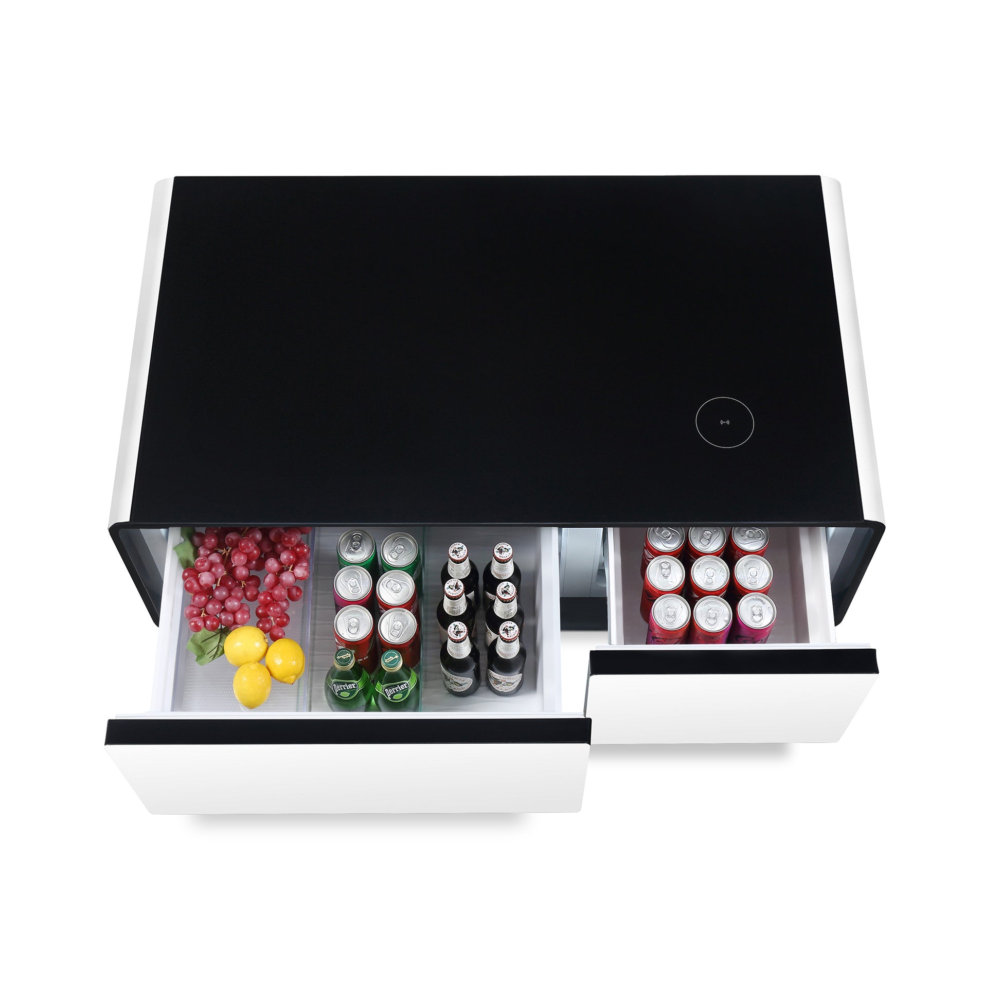 Modern Smart Coffee Table With Built In Fridge, Outlet Protection,Wireless Charging, Mechanical Temperature Control, Power Socket, Usb Interface And Ice Water Interface, White White Built In Outlets Or Usb Primary Living Space Luxury,Modern Freestanding