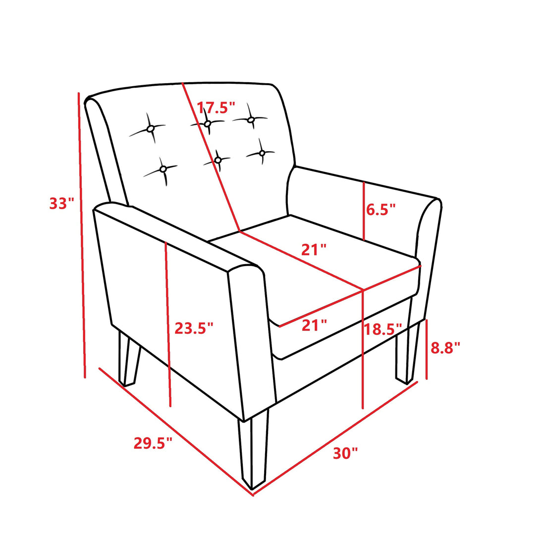 Fabric Accent Chair For Living Room, Bedroom Button Tufted Upholstered Comfy Reading Accent Chairs Sofa Beige Beige Brown Primary Living Space American Design Foam Fabric