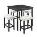 Dining Table, Bar Table And Chairs Set, 5 Piece Dining Table Set, Industrial Breakfast Table Set, For Living Room, Dining Room, Game Room,Old Sku W1781110634 White Black Solid Wood Mdf