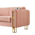 Modern Velvet Sofa 85.04 Inch For Living Room Blush Pink Color Brush Pink Teddy Velvet Wood Tufted Back Modern Square Arms Foam Velvet 2 Seat