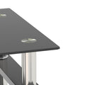 Set Of 2, Modern Tempered Glass Tea Table Coffee Table End Table, Square Table For Living Room, Black Black Tempered Glass