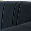 Modern Velvet Sofa 85.04 Inch For Living Room Black Color Black Velvet Wood Tufted Back Modern Square Arms Foam Velvet 2 Seat