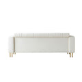 Modern Velvet Sofa 85.04 Inch For Living Room Beige Color Beige Foam Velvet