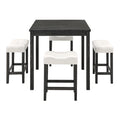 Dining Table, Bar Table And Chairs Set, 5 Piece Dining Table Set, Industrial Breakfast Table Set, For Living Room, Dining Room, Game Room,Old Sku W1781110634 White Black Solid Wood Mdf