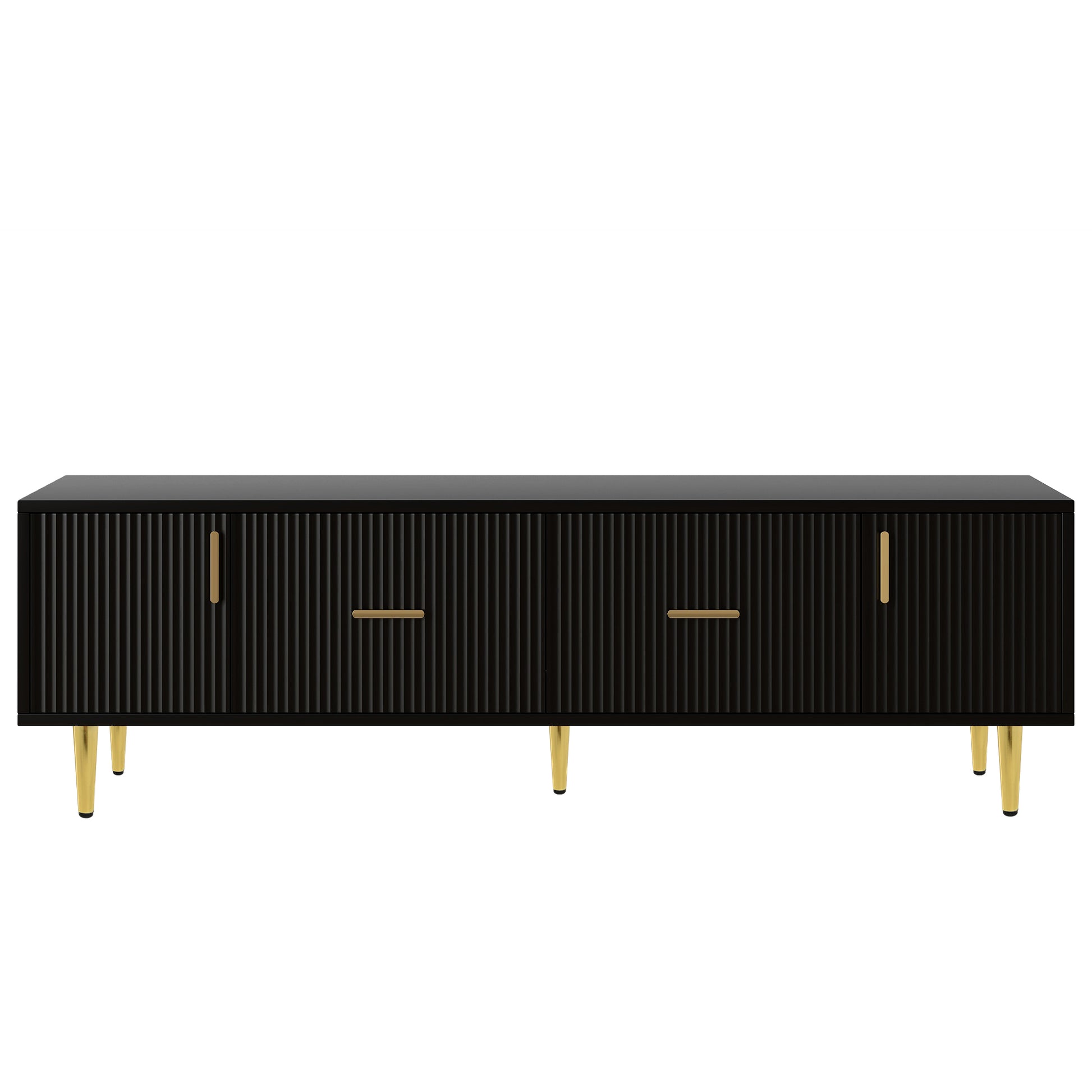 Modern Tv Stand With 5 Champagne Legs Durable, Stylish And Spacious, Tvs Up To 75'' Black 70 79 Inches Mdf