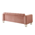 Modern Velvet Sofa 85.04 Inch For Living Room Blush Pink Color Brush Pink Teddy Velvet Wood Tufted Back Modern Square Arms Foam Velvet 2 Seat