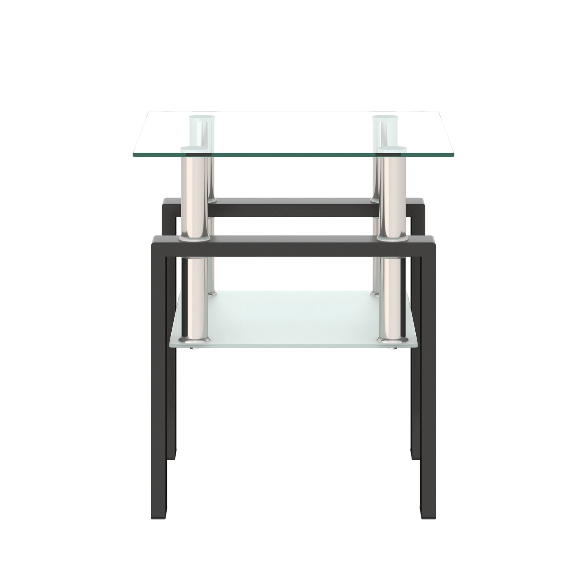 1 Piece Modern Tempered Glass Tea Table Coffee Table End Table, Square Table For Living Room, Transparent Black Transparent Tempered Glass