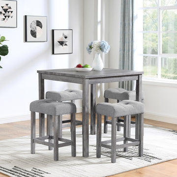 Dining Table, Bar Table And Chairs Set, 5 Piece Dining Table Set, Industrial Breakfast Table Set, For Living Room, Dining Room, Game Room,Old Sku W1781110635 Gray Solid Wood Mdf