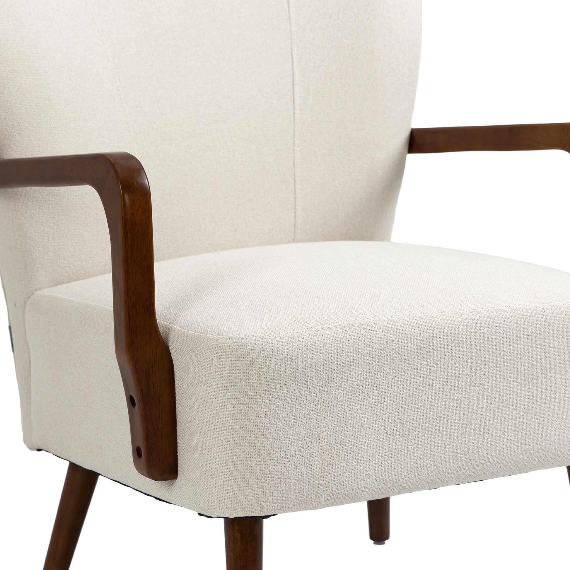 Coolmore Wood Frame Armchair, Modern Accent Chair Lounge Chair For Living Room Beige Linen