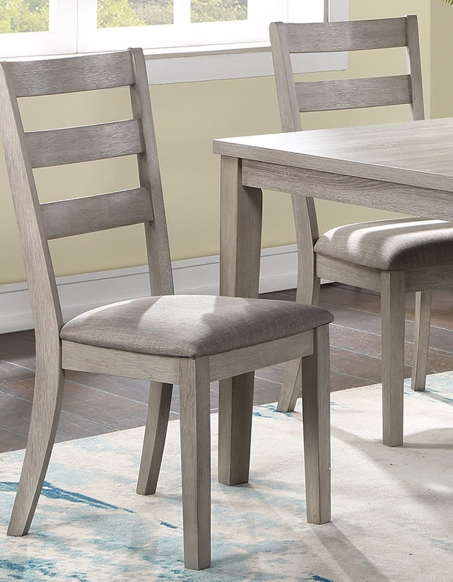 Classic Stylish Natural Finish 5Pc Dining Set Kitchen Dinette Wooden Top Table And Chairs Cushions Seats Ladder Back Chair Dining Room Gray Wood Dining Room Rectangular Dining Table With Chair Upholstered Chair Wood Natural Ladder Back Seats 4 48 Inches