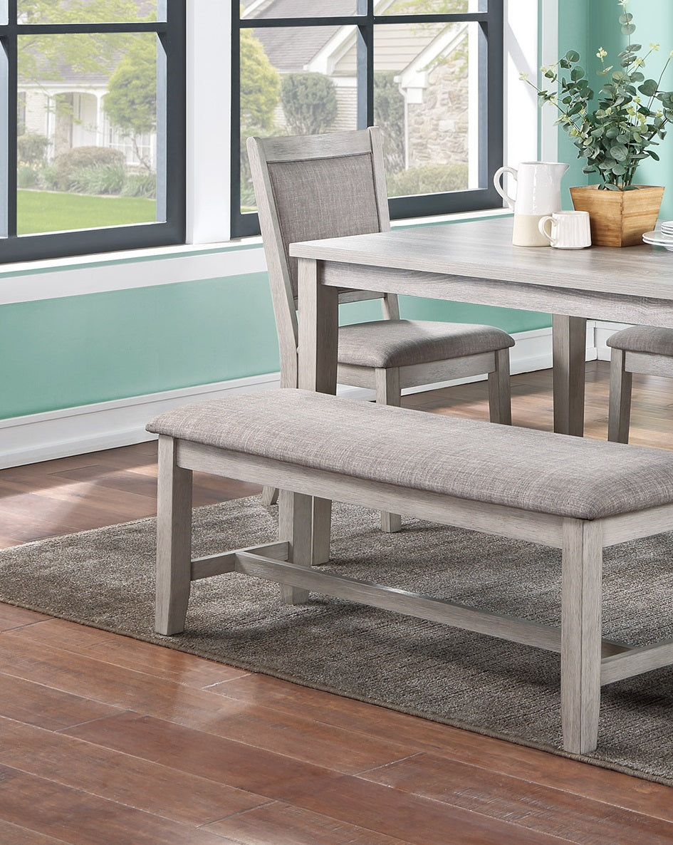 Contemporary Dining 6Pc Set Table W 4X Side Chairs And Bench Natural Finish Padded Cushion Seats Chairs Rectangular Dining Table Dining Room Furniture Wood Dining Room Bench Seating Rubberwood Rectangular Dining Table With Chair And Bench Upholstered