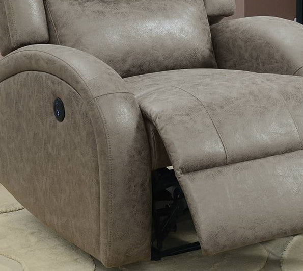 Power Recliner In Stone Gray Leather