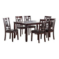 Modern Contemporary 7Pc Dining Set Espresso Finish Unique Eyelet Back 6X Side Chairs Cushion Seats Dining Room Furniture Brown Wood Dining Room Birch Rectangular Dining Table With Chair Wood Wood Brown Seats 6 60 Inches Contemporary,Modern,Transitional 4