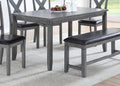 Dining Room Furniture Casual Modern 6Pc Set Dining Table 4X Side Chairs And A Bench Rubberwood And Birch Veneers Gray Finish Gray Wood Dining Room Bench Seating Birch Rectangular Dining Table With Chair And Bench Wood Wood Grey Seats 6 60 Inches