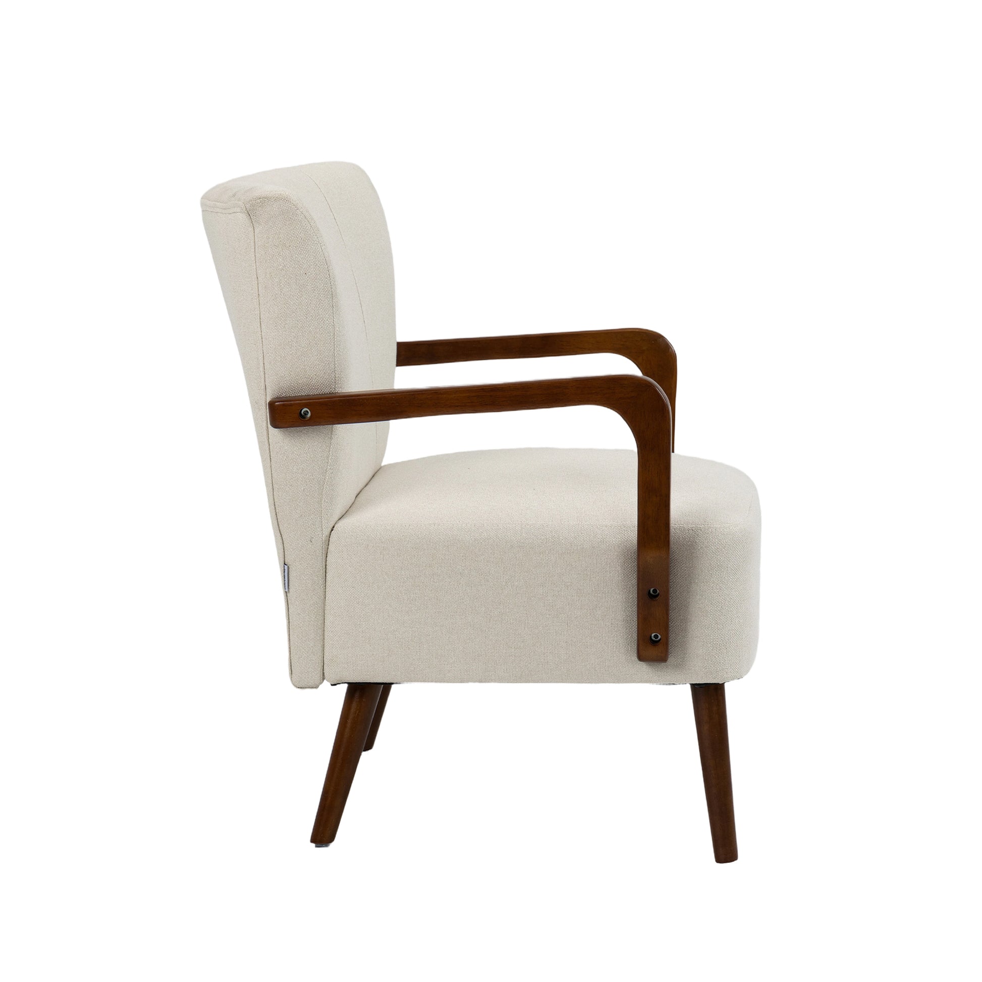 Coolmore Wood Frame Armchair, Modern Accent Chair Lounge Chair For Living Room Beige Linen