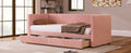 Twin Size Corduroy Daybed With Two Drawers And Wood Slat, Pink Pink Corduroy
