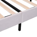 Queen Size Upholstered Platform Bed With Flower Pattern Velvet Headboard, Beige Beige Velvet
