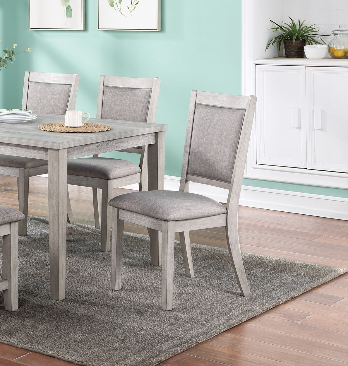 Contemporary Dining 6Pc Set Table W 4X Side Chairs And Bench Natural Finish Padded Cushion Seats Chairs Rectangular Dining Table Dining Room Furniture Wood Dining Room Bench Seating Rubberwood Rectangular Dining Table With Chair And Bench Upholstered