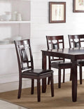 Modern Contemporary 7Pc Dining Set Espresso Finish Unique Eyelet Back 6X Side Chairs Cushion Seats Dining Room Furniture Brown Wood Dining Room Birch Rectangular Dining Table With Chair Wood Wood Brown Seats 6 60 Inches Contemporary,Modern,Transitional 4